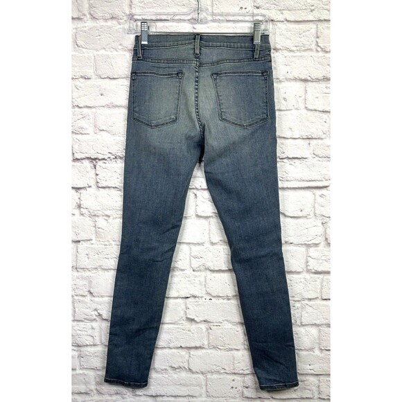 FRAME Denim Jeans Medium Wash Blue Ankle Le Skinny Soft Stretch Distressed Sz 27 - Picture 2 of 8